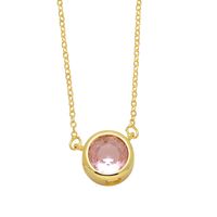 Simple Style Round Copper 18k Gold Plated Zircon Pendant Necklace In Bulk main image 7