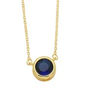 Simple Style Round Copper 18k Gold Plated Zircon Pendant Necklace In Bulk sku image 2