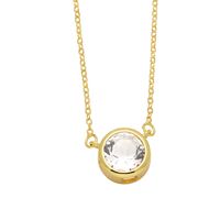 Simple Style Round Copper 18k Gold Plated Zircon Pendant Necklace In Bulk sku image 3