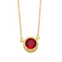 Simple Style Round Copper 18k Gold Plated Zircon Pendant Necklace In Bulk sku image 6