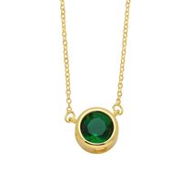 Simple Style Round Copper 18k Gold Plated Zircon Pendant Necklace In Bulk sku image 7