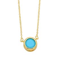 Simple Style Round Copper 18k Gold Plated Zircon Pendant Necklace In Bulk sku image 9