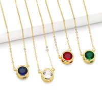 Simple Style Round Copper 18k Gold Plated Zircon Pendant Necklace In Bulk main image 1