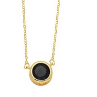 Simple Style Round Copper 18k Gold Plated Zircon Pendant Necklace In Bulk sku image 8