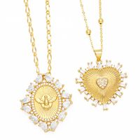 Simple Style Streetwear Heart Shape Wings Copper Plating Inlay Zircon 18k Gold Plated Pendant Necklace main image 1