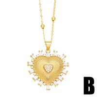 Simple Style Streetwear Heart Shape Wings Copper Plating Inlay Zircon 18k Gold Plated Pendant Necklace sku image 1