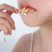 Süss Blume Künstliche Perle Titan Stahl Emaille Überzug 18 Karat Vergoldet Halskette Mit Anhänger main image 4