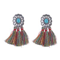 1 Pair Vintage Style Baroque Style Modern Style Tassel Plating Inlay Alloy Turquoise Silver Plated Drop Earrings sku image 1
