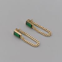 1 Pair Retro Simple Style Rectangle Plating Inlay Copper Artificial Crystal 14k Gold Plated Drop Earrings main image 3