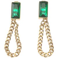 1 Pair Retro Simple Style Rectangle Plating Inlay Copper Artificial Crystal 14k Gold Plated Drop Earrings main image 2