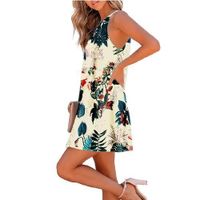 Women's Tank Dress Casual Round Neck Washed Sleeveless Leaf Ditsy Floral Short Mini Dress Daily main image 3