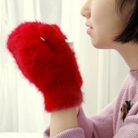 Korean Solid Color Rabbit Wool Gloves Wholesale Nihaojewelry sku image 1