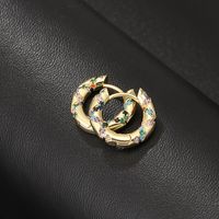 1 Pair French Style Solid Color Plating Inlay Copper Zircon Gold Plated Hoop Earrings main image 6