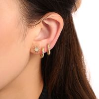 1 Pair French Style Solid Color Plating Inlay Copper Zircon Gold Plated Hoop Earrings main image 1
