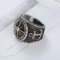 Punk Anchor 304 Stainless Steel Men'S Wide Band Rings sku image 1