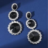 1 Pair Glam Lady Round Inlay Alloy Artificial Diamond Drop Earrings main image 4