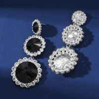 1 Pair Glam Lady Round Inlay Alloy Artificial Diamond Drop Earrings main image 3