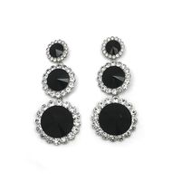 1 Pair Glam Lady Round Inlay Alloy Artificial Diamond Drop Earrings main image 2