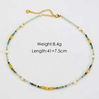 Casual Simple Style Multicolor Natural Stone Freshwater Pearl Shell Beaded Handmade Plating Necklace sku image 23