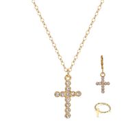 Simple Style Cross Alloy Inlay Rhinestones Women's Rings Earrings Necklace main image 9