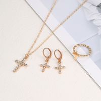 Simple Style Cross Alloy Inlay Rhinestones Women's Rings Earrings Necklace main image 7