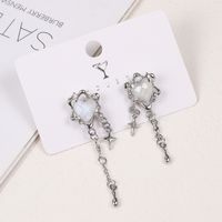 1 Pair Sweet Cool Style Star Heart Shape Inlay Alloy Artificial Crystal Drop Earrings main image 4