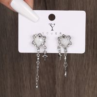 1 Pair Sweet Cool Style Star Heart Shape Inlay Alloy Artificial Crystal Drop Earrings main image 1