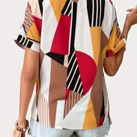 Women's Blouse Short Sleeve Blouses Printing Casual Vacation Color Block main image 3