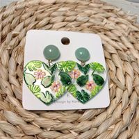 1 Pair Japanese Style Leaf Flower Enamel Arylic Drop Earrings main image 6