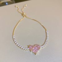 Simple Style Heart Shape Copper Inlay Zircon Bracelets sku image 1