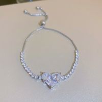 Simple Style Heart Shape Copper Inlay Zircon Bracelets sku image 2