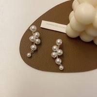 1 Pair Simple Style Round Inlay Alloy Pearl Ear Studs sku image 1