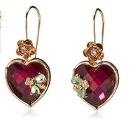 1 Pair Lady Heart Shape Flower Skull Inlay Alloy Artificial Gemstones Drop Earrings sku image 1