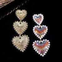 1 Pair Simple Style Heart Shape Inlay Alloy Pearl Zircon Drop Earrings main image 5