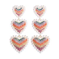 1 Pair Simple Style Heart Shape Inlay Alloy Pearl Zircon Drop Earrings main image 4