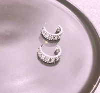 1 Pair Simple Style Solid Color Inlay Alloy Zircon Ear Studs sku image 1