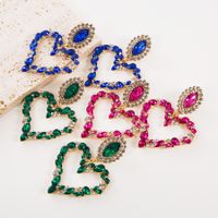 1 Pair Sweet Simple Style Heart Shape Hollow Out Inlay Alloy Rhinestones Drop Earrings main image 1