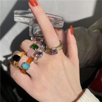 Wholesale Jewelry Simple Style Square Plastic Resin Artificial Gemstones Inlay Rings main image 5