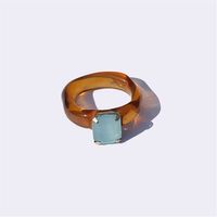Wholesale Jewelry Simple Style Square Plastic Resin Artificial Gemstones Inlay Rings sku image 4