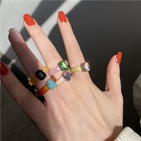 Wholesale Jewelry Simple Style Square Plastic Resin Artificial Gemstones Inlay Rings main image 2