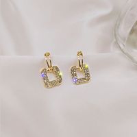 1 Pair Simple Style Square Inlay Alloy Zircon Drop Earrings main image 6