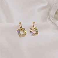 1 Paire Style Simple Carré Incruster Alliage Zircon Boucles D'oreilles main image 1