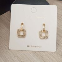 1 Pair Simple Style Square Inlay Alloy Zircon Drop Earrings main image 5