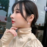 1 Pair Simple Style Square Inlay Alloy Zircon Drop Earrings main image 3