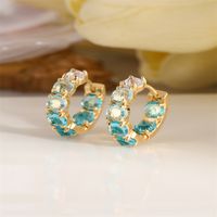 1 Pair Sweet Geometric Plating Inlay Copper Artificial Gemstones Earrings main image 1