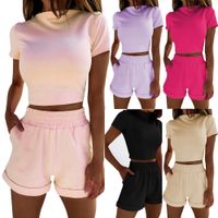 Women's Fashion Solid Color Polyester Patchwork Shorts Sets main image 6