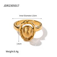 Elegant Round Stainless Steel Plating Inlay Pearl 18k Gold Plated Rings sku image 3