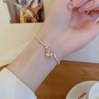 Simple Style Heart Shape Copper Inlay Zircon Bracelets main image 2