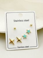 1 Set Cute Sweet Lips Star Paw Print Enamel Plating Inlay 304 Stainless Steel Pearl Gold Plated Ear Studs main image 4