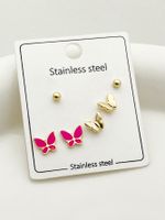 1 Set Cute Sweet Lips Star Paw Print Enamel Plating Inlay 304 Stainless Steel Pearl Gold Plated Ear Studs main image 5